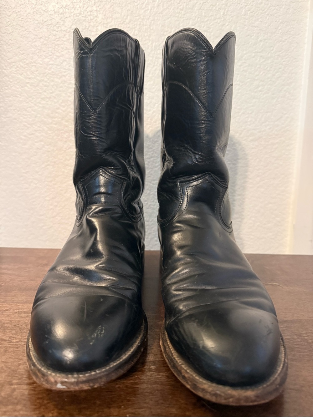 Justin Boots Black Leather Western Cowboy Boots